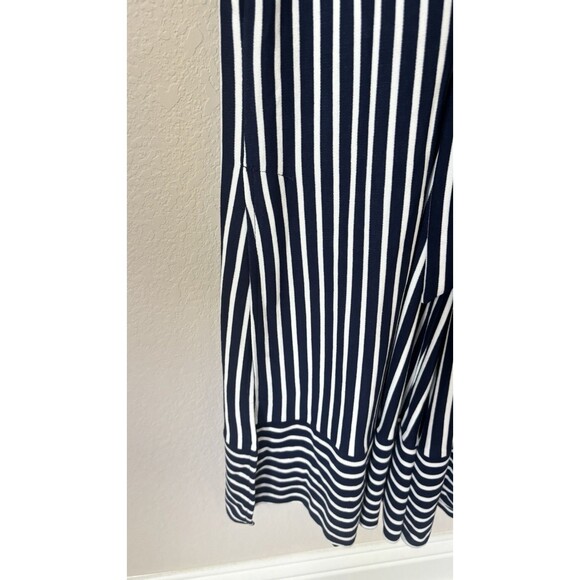 ECI New York Size Large Navy Striped Flutter Sleeve Split Wide Leg Jumpsuit - Picture 4 of 9